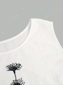 Top a casacca casual senza maniche da donna, in tinta unita e con stampa floreale a dente di leone, adatto per uso quotidiano