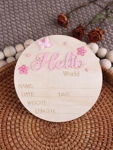 1 件蝴蝶形新生儿出生公告牌、木制婴儿姓名牌、婴儿洗礼装饰、女婴照片道具、婴儿洗礼家庭装饰礼物、婴儿洗礼复活节礼物、适合女孩/男孩的物品