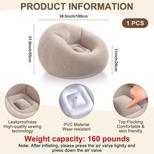 Inflatable Bean Bag Chairs Adult Blow Up Chairs Lazy Sofa Folding Portable Inflatable Chair Movie Outdoor Room Bedroom Reading Camping(Purple) - 咖啡 - 查看 11