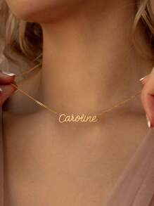 1 peça colar personalizado com nome lateral, aço inoxidável, gargantilha feminina, pingente, corrente cubana, joia de aniversário, presente