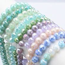 1 pieza de cuentas de vidrio redondas facetadas de 8 mm con agujero medio, de unicolor transparente y colorido con acabado electrochapado AB, para hacer pulseras, collares, cadenas de teléfono, llaveros, colgantes de coche y otros accesorios DIY - Bola de flores de 8 mm - Ver 13