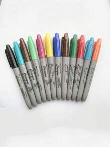 Fine-Tip Permanent Marker Set For Office, Classroom And Home, Quick-Drying, Durable Plastic (Random Color) School Supplies