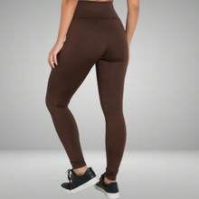 Flannel Legging Plush Leg Anti-Cold Thermal Lined Winter Legue Thermal Warm Legging - Rust Brown - View 3