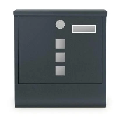 Cassetta Postale, Cassetta Posta, Serratura con Cilindro in Rame e Copertura Girevole, Finestre, Targhetta, Portagiornali, Facile da Montare, 10 x 30,8 x 33,8 cm,Grigio Antracite, Ritorno a Scuola
