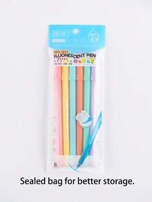 6 Soft Brushes, Highlighter Set, Pastel Marker Pen Set, Art Color Highlighter, Calligraphy Pen Back To School - Multicolor - View 9