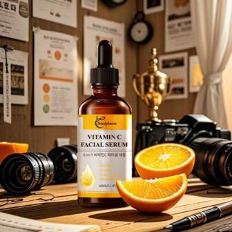 维生素 C 面部精华液 - 祛斑面部精华液、含透明质酸的维生素 C 精华液、抗衰老亮肤精华液、纯维生素 C 精华液护肤品
