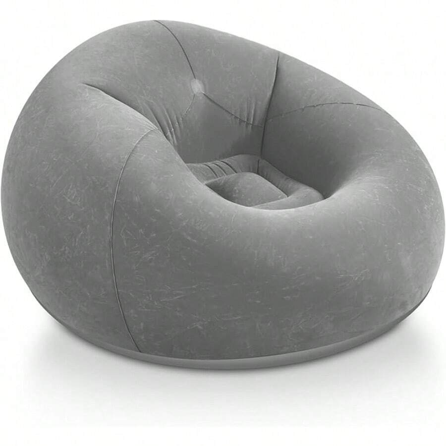 Inflatable Bean Bag Chairs Adult Blow Up Chairs Lazy Sofa Folding Portable Inflatable Chair Movie Outdoor Room Bedroom Reading Camping(Purple) - 灰色 - 查看 1