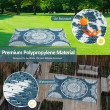 Famibay Outdoor Rug Waterproof Plastic Straw Garden Rugs Reversible Outdoor Rug 120 X 180 Cm Patio Carpet UV Resistant Portable Indoor Area Rug For RV Balcony Picnic Grey - Blue - View 4