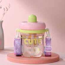 1pc 650ml/22oz Plastic Cup With Straw, High-Quality Water Bottle, Suitable For Office Women, Anti-Drop And Heat Resistant, Flower Tea Drinking Cup With Separation Of Tea And Water