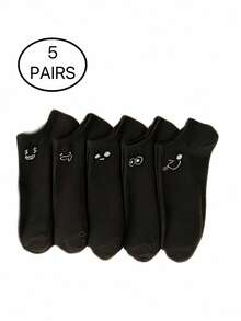 5 Pairs Women's Lightweight Cute Cartoon Pattern Breathable Invisible Ankle Socks, Summer - White - View 22