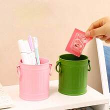 3Pcs Random Color Creative Simple Plastic Pen Holder Large Capacity Student Office Desktop Sundry Storage Box Makeup Brush DIY Storage Container,School Supplies,Back To School - Multicolor - View 4