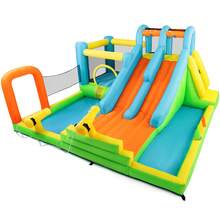 JOYLDIAS Discount Summer Giant Inflatable Water Slide, Waterpark Bounce House With 2 Long Slides, Splash Pool, Trampoline, Climbing Wall, Tossing Game Ring, 550W Hairdryer For Children's Backyard Gardens Indoor And Outdoor Use - 美規A型插(110-127V) - 查看 5