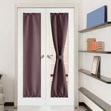 Local Warehouse- Door Curtain Panel, Grey French Door Curtains Blackout Thermal Insulated Curtain Sidelight Privacy For Window/Living Room/Doorways/Classroom (25W By 72L Inches, 1 Panel) - Dry Rose - 查看 1