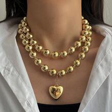 2 Stücke Goldenes Herzketten Set für Frauen, Tagesbedarf