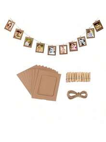 30 Stücke Hängende Papier Fotorahmen 4,5*6,1 Zoll, Fotowand Fotorahmen, Kraft Schwarz Weiß Fotorahmen, perfekt für Sie bunte Papier Fotorahmen DIY kreativ Retro Kraftpapier Filme Hängealbum Rahmen mit Mini-Clips und Hanfseil für Zuhause, Wohnheim, Büro, Party Dekoration (10 Farben) - Verschiedenfarbig - Übersicht 25