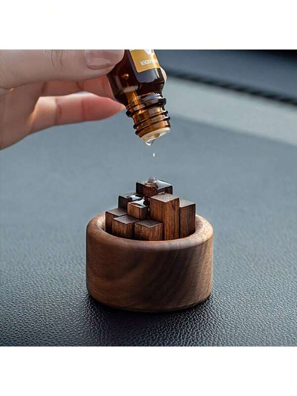 1pc Walnut Wood Essential Oil Fragrance Diffuser - Living Room, Study, Office Scented Wooden Stick Set - Flameless, Batteryfree, Cylindrical Home Decor Tabletop Accent - Slowly Releases Aroma, No Essential Oil Included