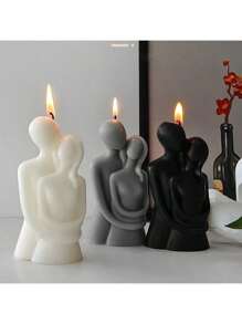 1 pezzo Candela con scultura a forma di coppia abbracciata, realizzata a mano, adatta come regalo per matrimonio, festività, San Valentino; decorazione di atmosfera romantica da tavolo per camera da letto, scultura di coppia abbracciata fatta a mano, candela per proposta di matrimonio