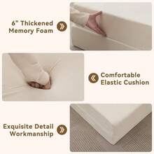Convertible Folding Sofa Bed Sofa Living Room Sofa Small Corduroy Sofa Bed Leisure Chair Foldable Memory Foam Floor Bed Suitable For Bedroom RV Dormitory Office With Pillow Corduroy Gray Single - Da lộn màu be - Xem 5