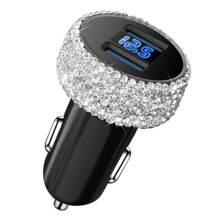 1 pièce Chargeur de voiture 2-en-1/8-en-1 avec strass, câble de charge 3-en-1 avec strass, charge rapide, Type C, USB, adaptateur de voiture, compatible avec Apple, téléphone, caméra de tableau de bord, iPad, GPS, cadeau pour les vacances/anniversaire
