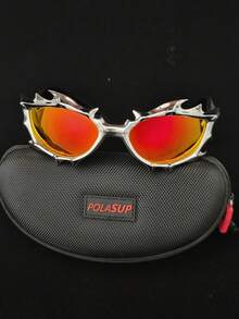 1 Set Edgy Dragon Shaped Personalized Cycling Gear, Metal Electroplated Dragon Totem 3D Printed Spiked Rivet Original Designer Stereoscopic Styling, Suitable For Boys Cycling Sports Outdoor, Y2K Styled (Patented Design, Assorted Styles), Includes Glasses Case, Glasses Strap, Glasses Cloth - Multicolor - View 3