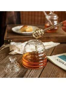 1 pièce Cuillère à miel, bâtonnet mélangeur en verre à long manche pour le café, la confiture, outil idéal de cuillère à miel