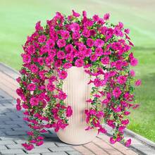 1/2/4 piezas Plantas artificiales de hojas de campanilla para decorar paredes, hogar, fondo, boda, exterior, jardín, alféizar de ventana, patio, decoración de cumpleaños, Día de San Valentín, Año Nuevo - Rojo violeta - Ver 4