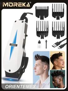 Professional Electric Hair Shaver With Combs - White - View 9