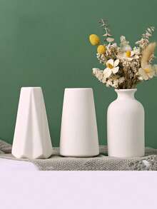 1PC White Flower Vase, White Ceramic Vase For Flower, Small Big White Vase For Centerpieces, Boho Vase For Pampas Grass, Farmhouse Vase For Home Decor, Modern Decor Gifts Birthday Graduation Back To School Room Decor School Supplies Glass Vase - White - View 1