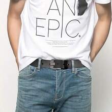 男士合金扣皮带，经典时尚设计，常规款式，适合工作、商务、休闲、父亲节礼物秋季、秋季、万圣节 - 多色 - 查看 4