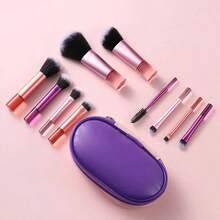 Kit Of 10 Mini Makeup Brushes With Travel Bag Case - Màu tím - Xem 3