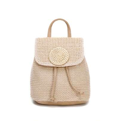 Summer Leisure Straw Backpacks, Fashionable And Simple Women's Bags, Fresh Pastoral Ladies' Backpacks, Necessary For Commuting And Traveling Holidays.