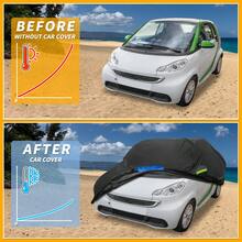 Car Cover Waterproof All Weather 210D, UV Sun Rain Protection, With Left Side Zipper - Black Blue for Smart Fortwo - View 4