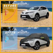 Car Cover Waterproof All Weather 210D, UV Sun Rain Protection, With Left Side Zipper - Black Blue for Toyota RAV4 - View 4