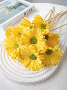 3朵非洲菊花、富蘭花,1橙色+1黃色+1白色+1緞帶,37cm,14.57in,花卉、向日葵、pu材料,春季裝飾、派對、野餐、學校宿舍辦公室裝飾、活動假期生日派對裝飾、家居裝飾、酒店餐廳客廳臥室婚禮宴會廚房花園裝飾 - 彩色 - 查看 7