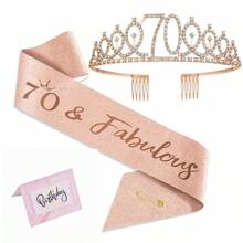 3pcs/Set This Is My 10 13 16 18 21 30 40 50 60 70 80 Birthday Decorations For Women Including This Is My 10 13 16 18 21 30 40 50 60 70 80 Birthday Crown/Ribbon Tiara Sash, Birthday Card 10th 13th 16th 18th 21th 30th 40th 50th 60th 70th 80th Party Decorations For Women, Sweet 16th Birthday Gifts