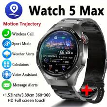 Jooeniok Montre intelligente 5 Pro 2025 Nouvel An, écran HD, commande vocale IA, appel sans fil, plus de 100 modes sport, suivi de la condition physique pour sports de plein air. Montre intelligente homme, cadeau pour Noël, la Saint-Valentin, la Fête des pères