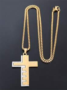 1PC New Cross Necklace For Men And Women Stainless Steel Gold Bible Prayer Men And Women Jewelry Party Gifts - Fashion - View 4