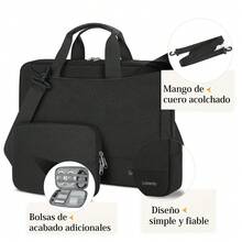 Maletin para laptop 14 17.3 pulgadas hombre y mujer Portafolio para laptop mujer Impermeable Tela Oxford Compatible con 14-15.6 17-17.3" MacBook Air/Pro - Negro - Ver 8