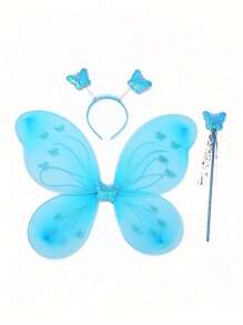 3 Stücke Festivalparty Zubehör, Schmetterling Prinzessin Themen Partyzubehör, Schmetterlingsflügel Fee Stab, Cosplay Bühnenauftritte, Flügel, Fee Stab, Tüllrock Accessoires, Foto Atmosphäre Gestaltungsutensilien, sehr geeignet für Feiertage, Geburtstagsfeiern sind die besten Kostüme zum Verschenken an Familie, Freunde und Geliebte.