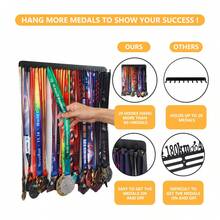 Medal Hanger Display - Personalized Medal Wall Hanger For Sport Race Runner Sturdy Black Steel Metal Over 60 Medals Easy To Install,Medal Display Rack Wall-Mounted Medal Tie Rack 20 Hooks Storage Back To School - Multicolor - View 10