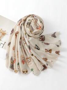 1 pieza Bufanda con estampado de perro para hombre, elegante y linda, esencial para salidas, reuniones y compras
