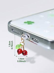 1 pezzo Tappo antipolvere in silicone a forma di pendente di ciliegie rosse per porta di ricarica del telefono, compatibile con prese di ricarica Lightning e Type-C, decorazione
