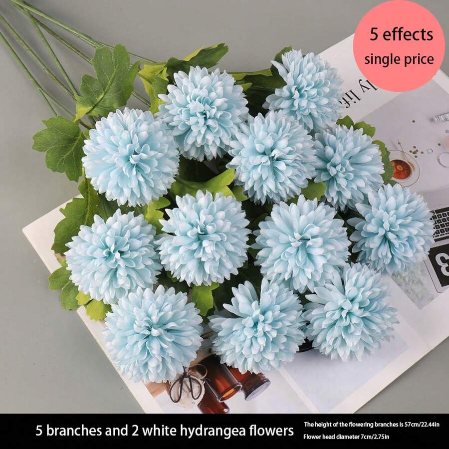 Artificial Flowers, Colorful Fake Branches Artificial Flower Arrangement Home Decor Present - Blue - View 1