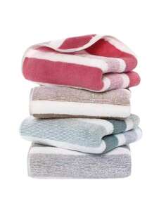 1 Toalha Listrada - Super Absorvente, Secagem Rápida, Resistente a Desbotar, Macia e Durável para Casa, Academia, Spa, Praia e Camping - 32,99 x 73,0 cm, Design Moderno em Tons de Cinza, Azul, Verde, Marrom e Bege, Acessório de Banheiro Doméstico | Decoração de Banheiro Elegante | Têxtil Resistente a Desbotamento, Toalhas de Banho