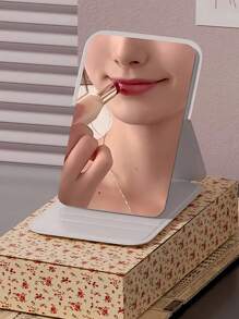 Folding Portable Makeup Mirror, Cosmetic Mirror With Stand, Travel Mirror, Beauty Supplies, Desktop Makeup Mirror,Rectangle Desktop Compact Mirror Folding Small Simple Style Makeup Mirror Travel Portable Cosmetic Touch-Up Mirror For Women Girl Gift - Makeup Mirror Travel Accessories Bag Beach Car Accessories Travel Essentials Travel Must Haves Vacation Summer Holiday Back To School