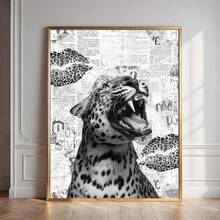 1pc Stylish Cheetah Wall Art Picture Magazine Cover Book Prints Canvas Paintings Affiche Leopard Posters Fashion Luxury Decor For Bedroom, Living Room, Or Bar Cart ,Dorm,Wall Decor Gift For Her Unframed - Multicolor - View 3