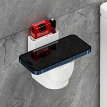 1pc Fashion Metal & Plastic Rectangular Wall Mounted Toilet Shaped Holder, Suitable For Home, Living Room, Bedroom, High-End, Electrical-Free