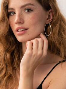 Milacolato Non Pierced Hoop Earrings For Women Clip On Hoop Earrings Silver Gold Rose Gold Spring Hoop Earrings Set Small To Big Hoop Fake Earrings Jewellery 20-60cm - Multicolor - View 4