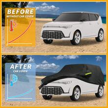 Car Cover Waterproof All Weather 210D, UV Sun Rain Protection, With Left Side Zipper - Black Blue for Kia Soul - View 4