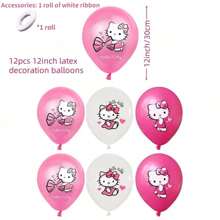 Sanrio 12 Stücke 12 Zoll Sanrio Hello Kitty Geburtstags-Party Latex Luftballons, Geburtstags-Party Deko Luftballons, Hello Kitty Latex Luftballons, Hello Kitty Luftballons, Hello Kitty Themen Party Deko